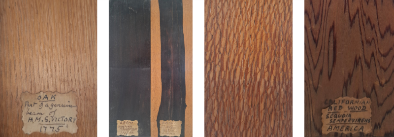 Samples of timber with labels